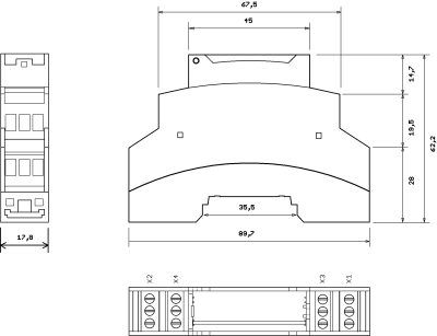 dessin technique et dimensions du module d'E/S CANopen