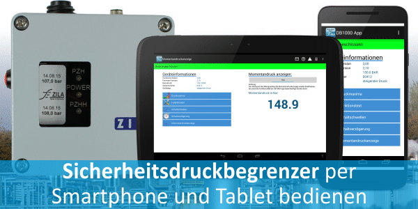 elektronischen Sicherheitsdruckbegrenzer mit App bedienen