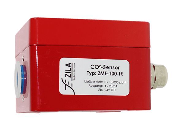 Co2 sensor for industrial applications in red aluminum housing